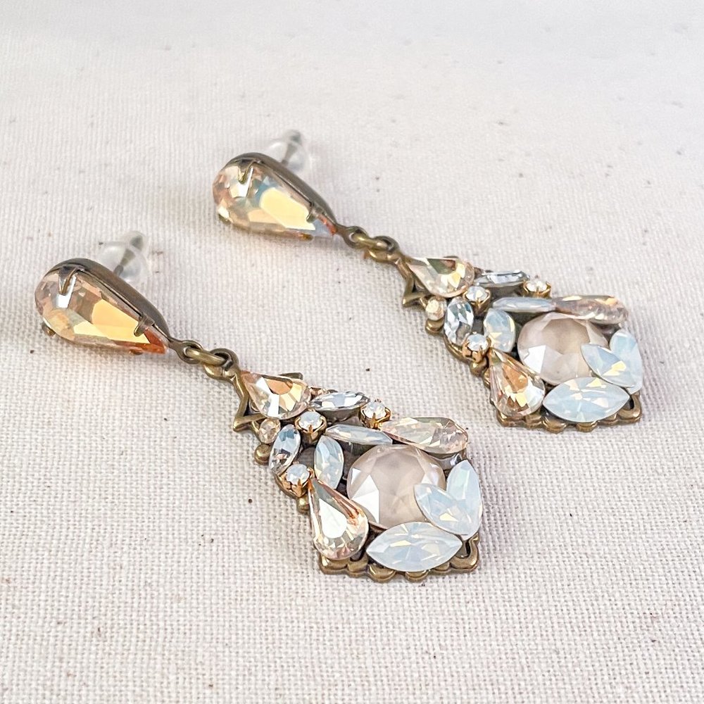 "Kennedy" Antique Gold Crystal Earrings